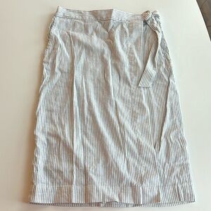 Banana Republic Linen-Cotton Pinstriped Wrap Skirt | Size 4